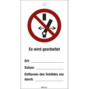 kaiserkraft Wartungsanhänger, 10er Set, Nicht schalten! Es wird gearbeitet, Ort..., Kunststoff, LxH 80 x 150 mm Image