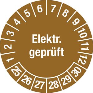 kaiserkraft Elektr. geprüft, Dokumentenfolie, Ø 30 mm, VE 10 Stk, 25 - 30, braun Image