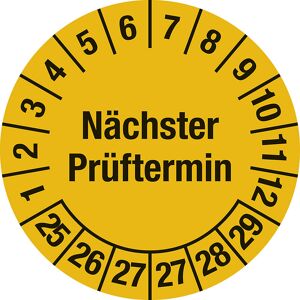 kaiserkraft Mehrjahresplakette, Nächster Prüftermin, Dokumentenfolie, Ø 25 mm, VE 10 Stk, 25 - 30 Image