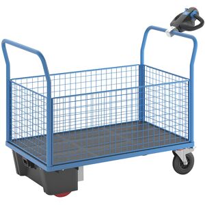Plattformwagen mit Elektroantrieb, 4 hohe Gitter-Wände, LxBxH 1620 x 800 x 1300 mm eurokraft pro Image