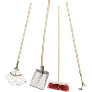 Geräteset GaLaBau, Alu-Schaufel, Straßenbesen, Laubbesen, Randsteinputzer, mit Stielen FLORA Image