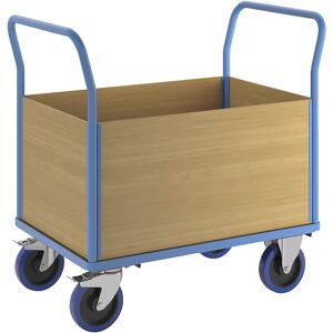 Plattformwagen mit Holzwänden, Vollelastik-Rollen, 4 hohe Wände, Ladeflächen-LxB 995 x 645 mm eurokraft pro Image