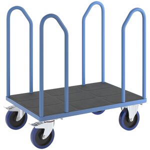 Plattformwagen mit Seitenbügeln, Vollelastik-Rollen, lichtblau, Ladeflächen-LxB 1050 x 700 mm eurokraft pro Image