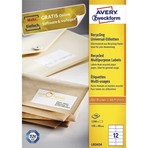 kaiserkraft Recycling-Universaletiketten, weiß, VE 100 Stk, LxB 105 x 48 mm, ab 10 VE Image