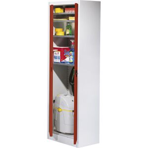 Magazinschrank, HxB 1950 x 600 mm, Tiefe 420 mm, Gehäuse lichtgrau, Türen feuerrot mauser Image