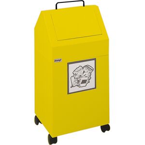 kaiserkraft Wertstoffbehälter mit Einwurfklappe, Volumen 45 l, BxHxT 320 x 710 x 310 mm, fahrbar, gelb RAL 1003 Image