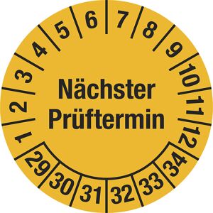 kaiserkraft Mehrjahresplakette, Nächster Prüftermin, Dokumentenfolie, Ø 30 mm, VE 10 Stk, 29 - 34 Image
