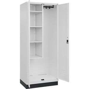 Putzmittelspind Classic PLUS, 1 Abteil, Trennwand mittig, verkürzt, verkehrsweiß, B 800 mm, mit Bodensockel, Zylinderschloss C+P Image