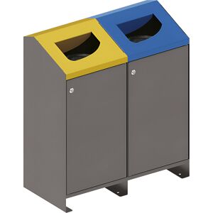 Außen-Wertstoffsammler Berlin, 2 x 100 l, Deckel gelb/blau PROCITY Image