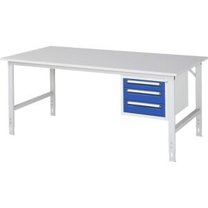 kaiserkraft Arbeitstisch mit Schubladenschrank, Unterbau-Container mit 3 Schubladen 1 x 90, 2 x 120 mm, BxT 2000 x 1000 mm, M-Platte, Stärke 22 mm Image