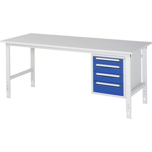 kaiserkraft Arbeitstisch mit Schubladenschrank, Unterbau-Container mit 4 Schubladen 1 x 90, 2 x 120, 1 x 140 mm, BxT 2000 x 800 mm, M-Platte, Stärke 22 mm Image