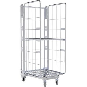 kaiserkraft Rollbehälter, 3-seitig, Stahlrollplatte, H 1875 mm, 1 Etagenboden Image