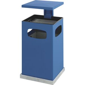kaiserkraft Abfallsammler mit Aschereinsatz und Schutzdach, Volumen 72 l, BxHxT 500 x 955 x 500 mm, enzianblau Image