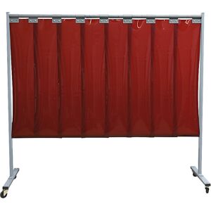 kaiserkraft Schweißer-Schutzwand fahrbar, 1 teilige Ausführung, HxB 1900 x 2100 mm, mit Lamellenvorhang, rot Image