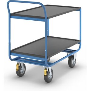 Tischwagen, Tragfähigkeit 150 kg, 2 Ladeflächen mit Abrollrand, Luftbereifung eurokraft pro Image