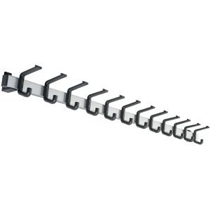 kaiserkraft Garderobenleiste, Aluminium, Hakenabstand 100 mm, Aluminium/schwarz, 1200 mm, 12 Haken Image
