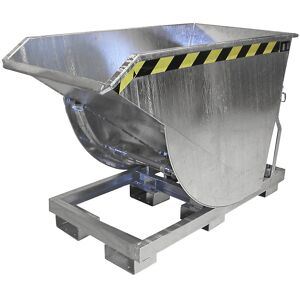Kippbehälter, schmale Ausführung, Volumen 0,3 m³, Traglast 1500 kg, feuerverzinkt nach EN ISO 1461 eurokraft pro Image