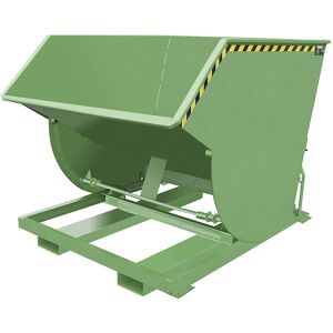 Kippbehälter, schmale Ausführung, Volumen 2,0 m³, Traglast 3000 kg, resedagrün RAL 6011 eurokraft pro Image