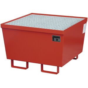 Stahl-Auffangwanne mit Randprofilierung, für 1 x 200-l-Fass, rot RAL 3000 eurokraft pro Image