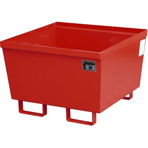 Stahl-Auffangwanne mit Randprofilierung, LxBxH 800 x 800 x 545 mm, ohne Rost, rot RAL 3000 eurokraft pro Image