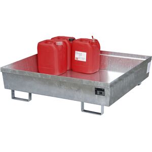 Stahl-Auffangwanne mit Randprofilierung, LxBxH 1200 x 1200 x 335 mm, ohne Rost, feuerverzinkt eurokraft pro Image