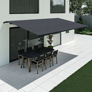fensterversand.ch Markise 4 m breit, Breite 4000 mm, Ausladung 1600 mm, Gelenkarmmarkise ohne Kassette, Stoff Anthrazit, ohne Volant, mit manuellem Kurbel-Antrieb Image