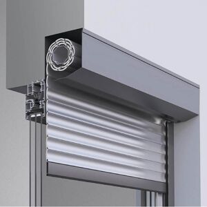 alulux Vorbaurolladen für die Balkontür, Vorbaurollladen Modell Eckig, Kasten aus Aluminium, Weiss, 800 x 800 mm, mit Gurtwickler, nach Mass Image