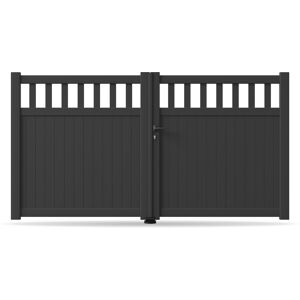 Gardengate Doppelflügel Gartentor Einfahrt, 2-flügelig, Modell Schlieren, Aluminium, Anthrazit, flexible Befestigungssysteme, individuell konfigurierbar Image