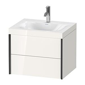 Duravit XViu Waschtisch-Unterschrank XV4614OB222C 60x48cm, 2 Schubkästen, 1 Hahnloch, schwarz matt, Rahmen C, weiß hochglanz Image