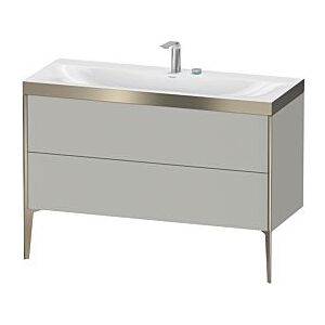 Duravit XViu Waschtisch-Unterschrank XV4712NB116P 120x48cm, 2 Schubkästen, ohne Hahnloch, champagner matt, Rahmen P, Eiche schwarz Image