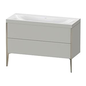 Duravit XViu Waschtisch-Unterschrank XV4712NB107C 120x48cm, 2 Schubkästen, ohne Hahnloch, champagner matt, Rahmen C, betongrau matt Image