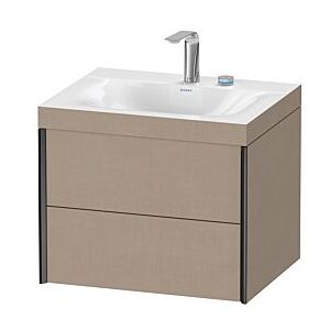 Duravit XViu Waschtisch-Unterschrank XV4614EB275C 60x48cm, 2 Schubkästen, 2 Hahnlöcher, schwarz matt, Rahmen C, leinen Image