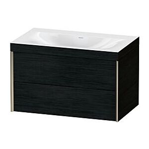 Duravit XViu Waschtisch-Unterschrank XV4615NB116C 80x48cm, 2 Schubkästen, ohne Hahnloch, champagner matt, Rahmen C, Eiche schwarz Image