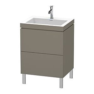 Duravit L-Cube Waschtisch-Unterschrank LC6936O9090 60 x48 cm, 1 Hahnloch, flannel grey seidenmatt, 2 Auszüge, bodenstehend Image