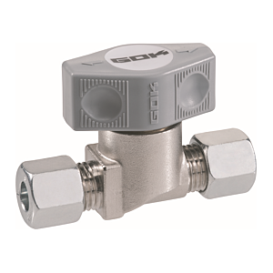 GOK Schnellschussventil 0370300 vernickelt, PS 16 bar, Schneidring Typ D, RVS 12 x RVS 12 Image