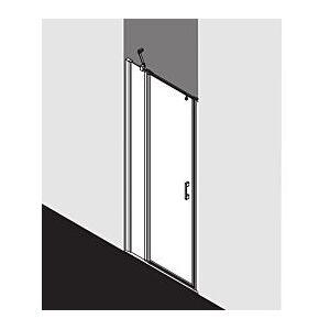 Kermi Liga Pendeltür mit Festfeld für Seitenwand LI1GL08518VAK 85x185cm, silber hochglanz, ESG klar, links, auf Duschwanne Image