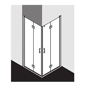 Kermi Liga Eckeinstiegshälfte Pendel-Falttür LI2CL120201AK 120x200cm, silber mattglanz, ESG klar, links, auf Duschwanne Image