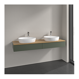 Villeroy und Boch Antao Waschtisch-Unterschrank K17051HL 160x19x50cm, Hahnlochbohrung, Waschbeckenplattenfarbe honey oak, leaf green matt lacquer Image