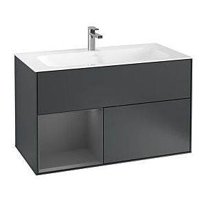Villeroy und Boch Finion Waschtischunterschrank F030GKHG 99,6x59,1x49,8cm, Regal links Anthracite matt, Midnight Blue Matt Lacquer Image