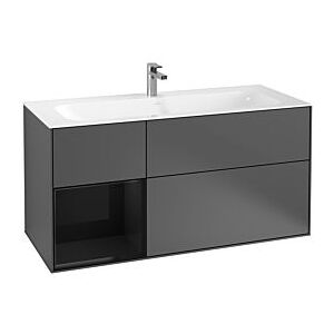 Villeroy und Boch Finion Waschtischunterschrank F060PHGK 119,6x59,1cm, Regal links Glossy Black Lacquer, Anthracite matt Image