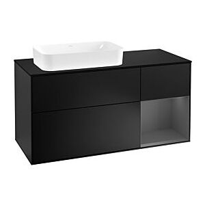 Villeroy und Boch Finion Waschtischunterschrank F282GKPD 120cm, Abdeckplatte black matt, Regal rechts Anthracite matt, Black matt lacquer Image