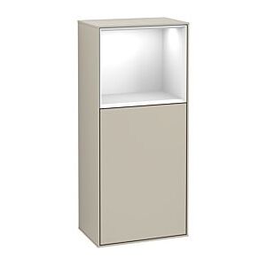 Villeroy und Boch Finion Seitenschrank F510GFHH 41,8x93,6x27cm, rechts, Regal oben Glossy White, Sand Matt Lacquer Image