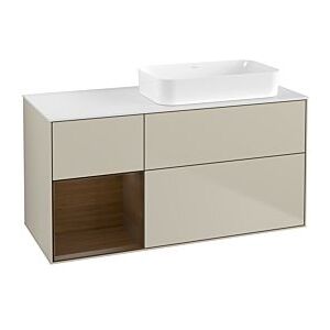 Villeroy und Boch Finion Waschtischunterschrank F681GNHH 120x60,3x50,1cm, Regal links Walnut veneer, Sand Matt Lacquer Image