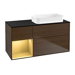 Villeroy und Boch Finion Waschtischunterschrank F682HFGN 120x60,3x50,1cm, Regal links Gold matt, Walnut veneer Image