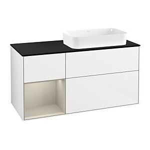 Villeroy und Boch Finion Waschtischunterschrank F682HHGF 120x60,3x50,1cm, Regal links Sand Matt Lacquer, Glossy white lacquer Image