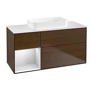 Villeroy und Boch Finion Waschtischunterschrank F701MTGN 120x60,3x50,1cm, Regal links White matt lacquer, Walnut veneer Image