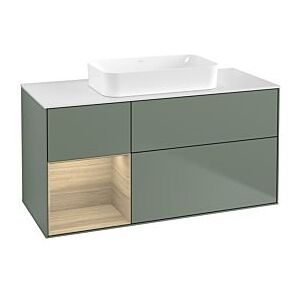 Villeroy und Boch Finion Waschtischunterschrank F701PCGM 120x60,3x50,1cm, Regal links Oak Veneer, Olive Matt Lacquer Image