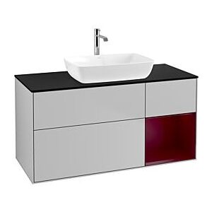 Villeroy und Boch Finion Waschtischunterschrank F832HBGJ 120cm, Abdeckplatte black matt, Regale Peony matt lacquer, Light grey matt Image