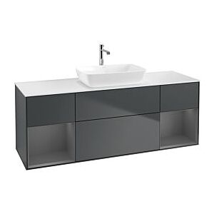 Villeroy und Boch Finion Waschtischunterschrank F861GKHG 160cm, Abdeckplatte white matt, Regale Anthracite matt lacquer, Midnight Blue Matt Lacquer Image