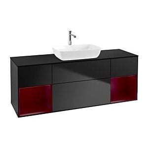 Villeroy und Boch Finion Waschtischunterschrank F862HBPD 160cm, Abdeckplatte black matt, Regale Peony matt lacquer, Black matt lacquer Image